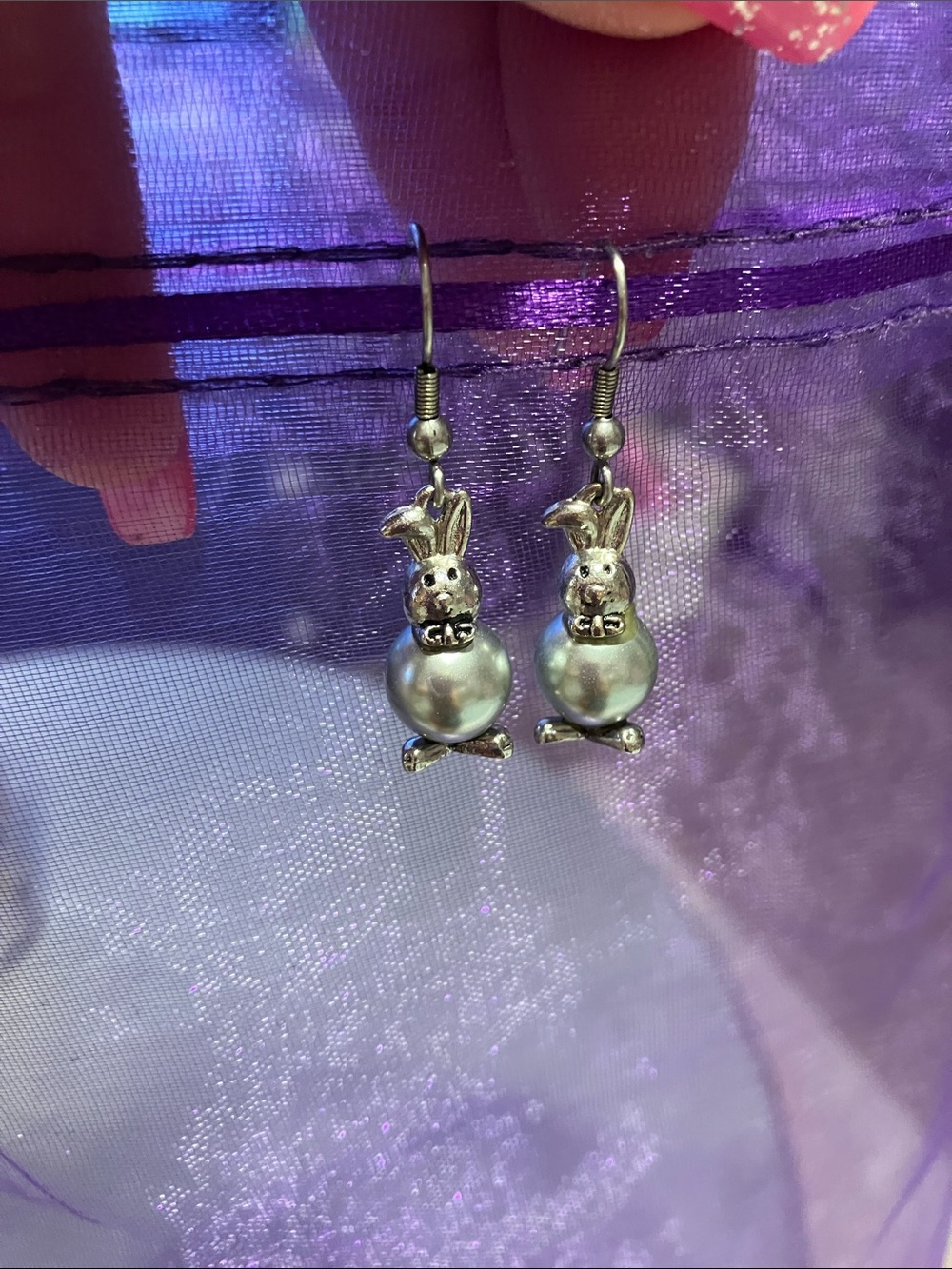 Brighton Silver Bunny Pearl Drop Earrings - Silver Pearlescent